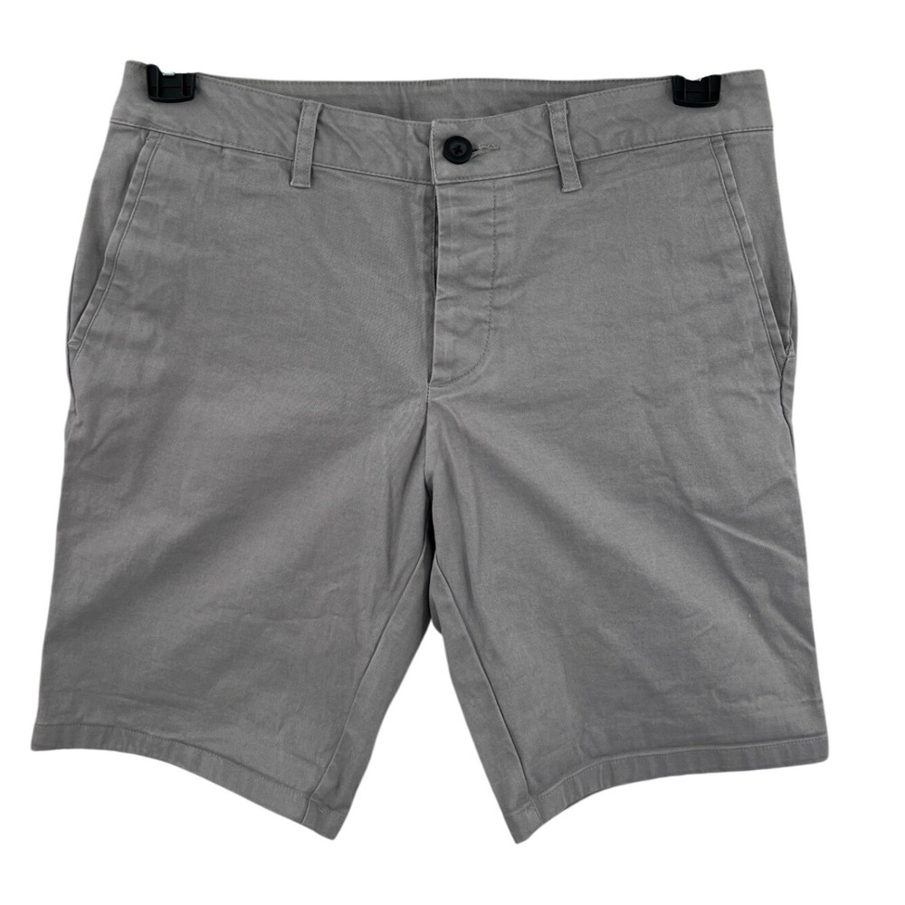 ASOS Button Fly Chino Shorts Size W30 Grey Cotton Stretch Slim Fit Preppy Summer